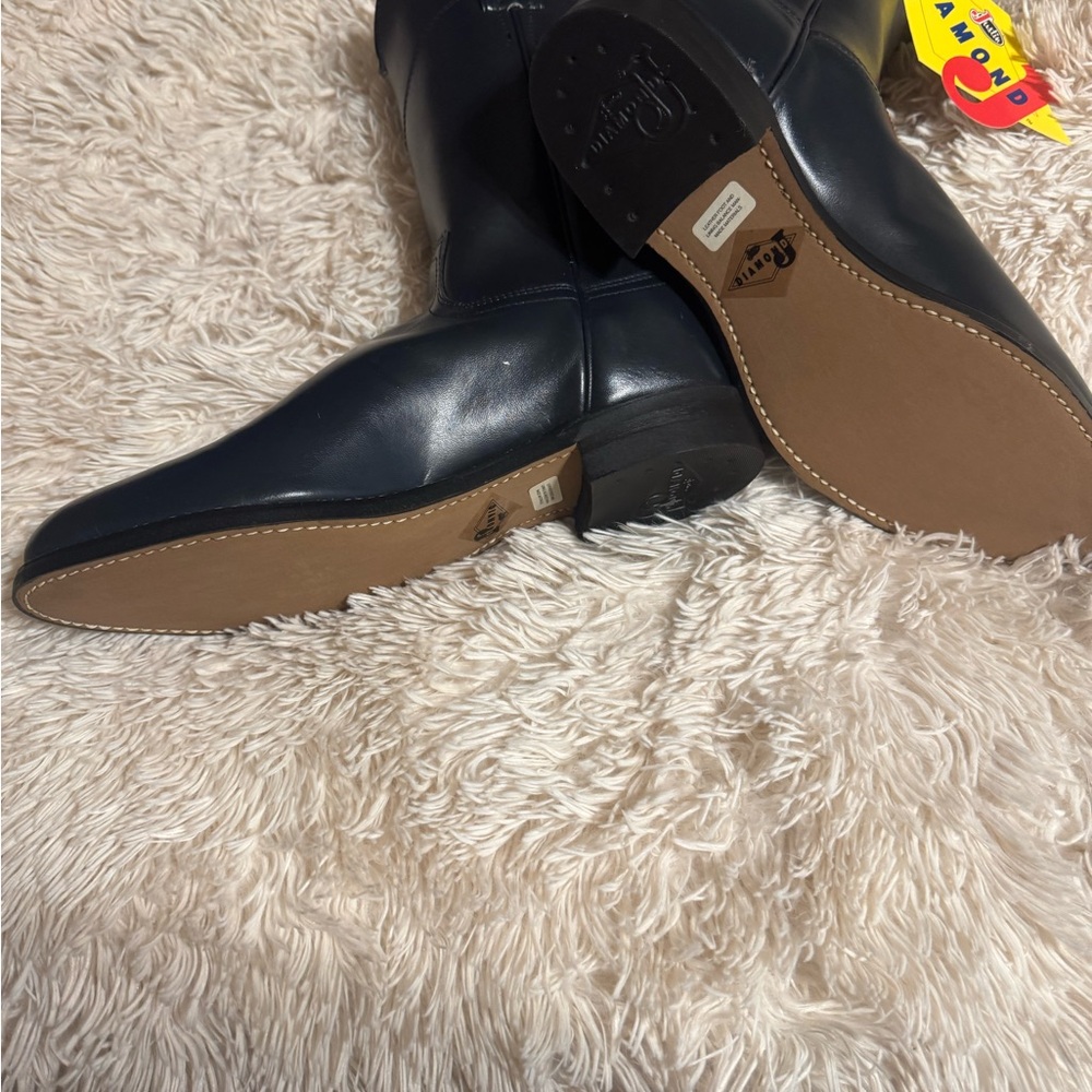 Justin Boots Navy Leather Men's Boots - Picture 4 of 8